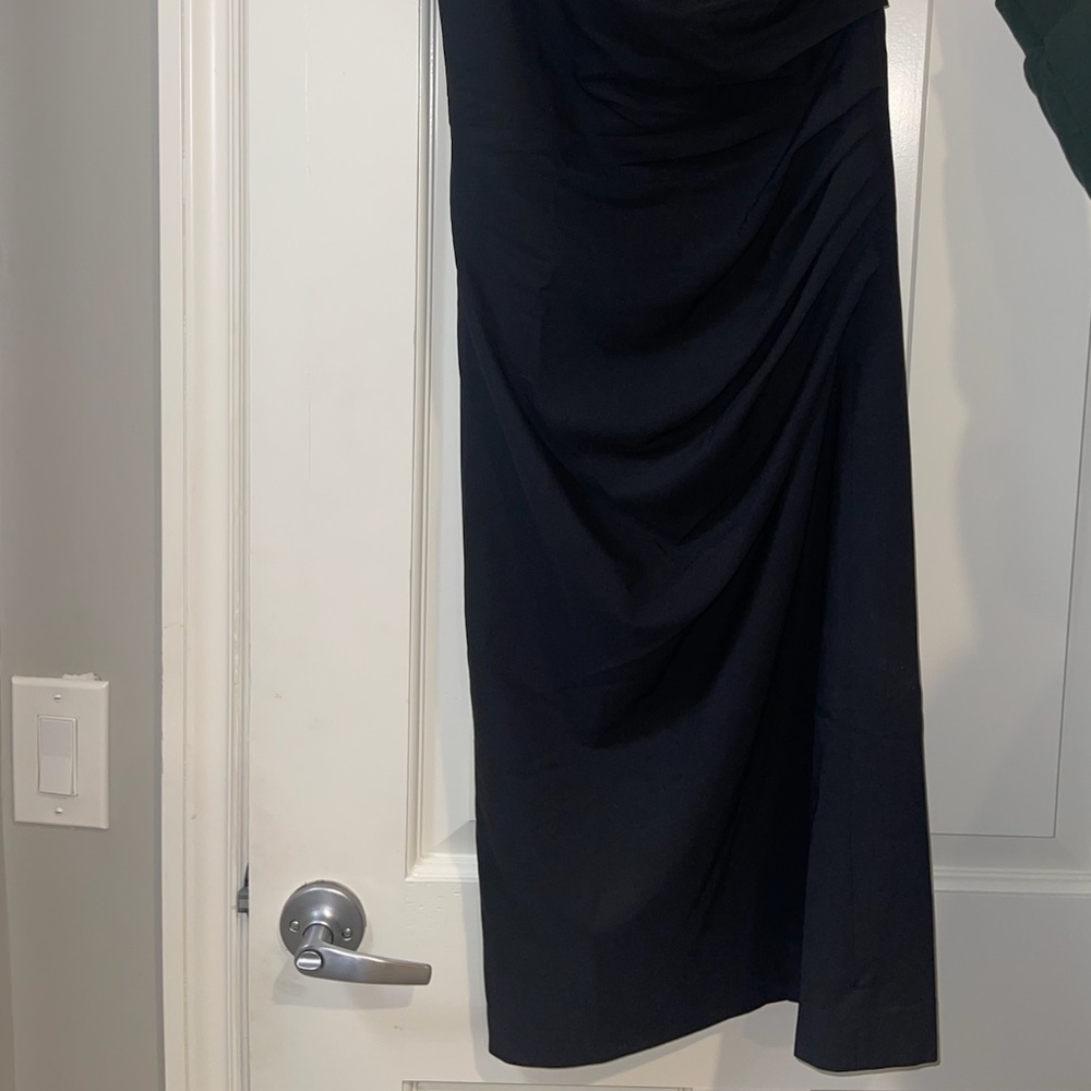 NORDSTROM- DRESS THE POPULATION Martine Stretch Crepe One-Shoulder Dress- Black - Picture 3 of 5